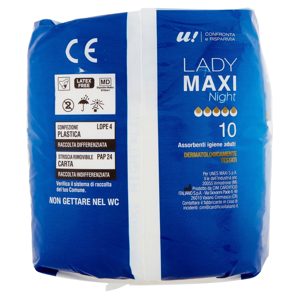 10 Assorbenti Lady Maxi Night U! Confronta e Risparmia